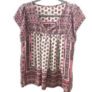 GAP Short-Sleeve Flowy Boho Shirt Top Blouse SMALL